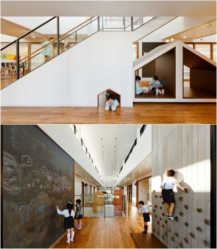 رياض الأطفال - الهندسة المعمارية - التصميم الداخلي - اللعب - احتمالات التسلق - الجدار - السبورة - الجدار