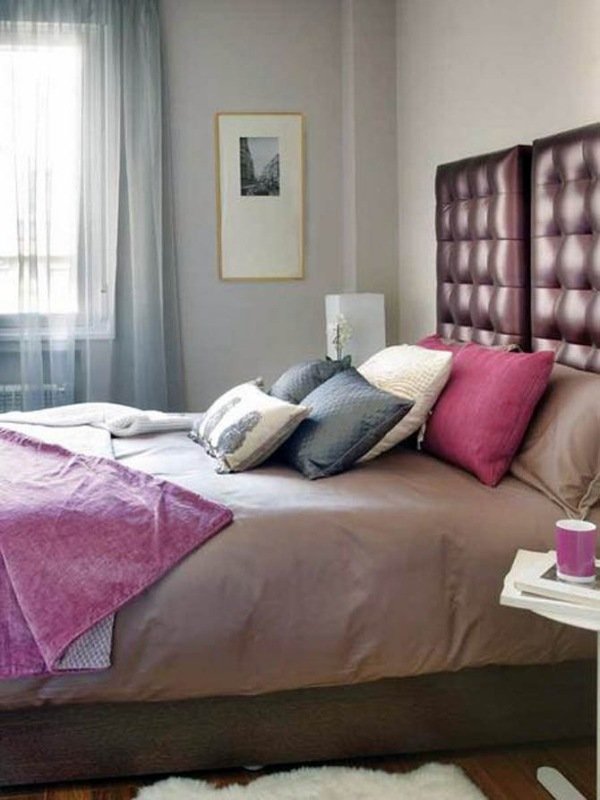 غرفة نوم صغيرة رومانسية داخلية - وردي بيج رمادي