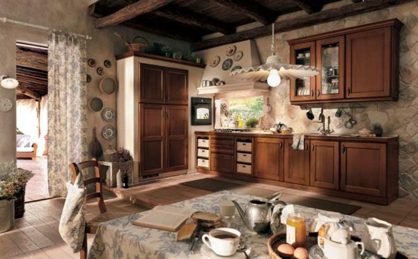 ريفي-إيطالي-مطبخ-أثاث خشبي