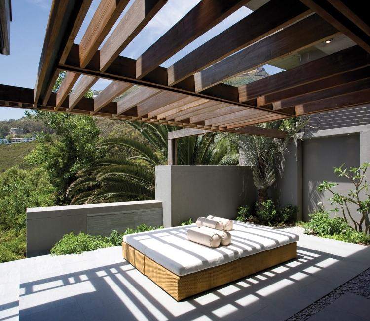 تصميم الشرفة والحديقة - التصميم الحديث - العريشة - الظل الخشبي - سرير النهار