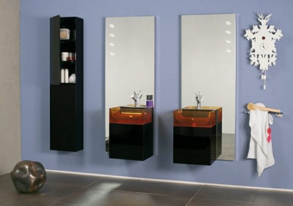ديكور مرآة خزانة الحمام الأرجواني
