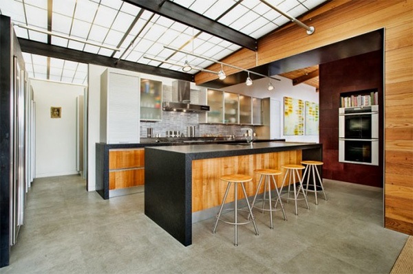 العمارة الخشبية الحديثة في مطبخ سان فرانسيسكو