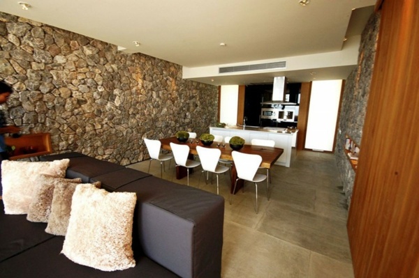 غرفة الطعام الكسوة الجدار الحجر الطبيعي