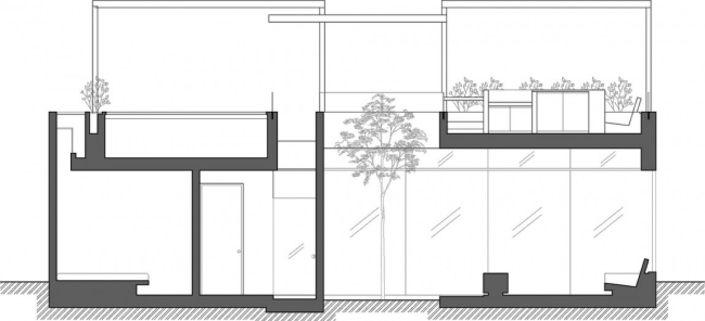 المقطع العرضي من طابقين تصميم منزل سكني سيتا مع شرفة على السطح