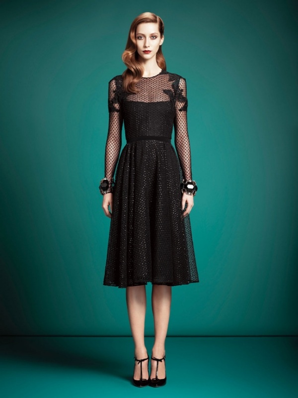 Gucci Design فستان أسود بنمط دانتيل حديث