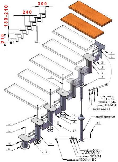 Modulaarinen portaikko - kierrevarsi