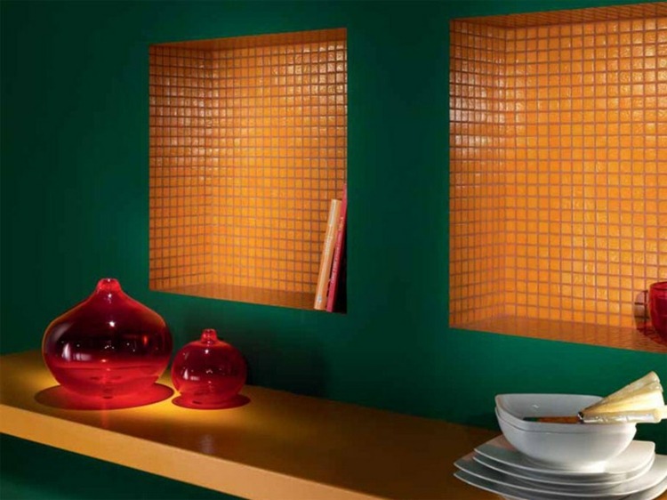 تصميم-فسيفساء-بلاط-تانتيكولوري-برتقالي-أخضر-لون-الجدار-اللون-التصميم الداخلي-المطبخ-الغريب