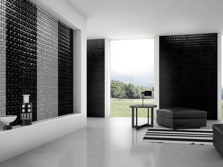 تصميم-فسيفساء-بلاط-نوفا-أسود-أبيض-غرفة جلوس-داخلية-الحد الأدنى-أحادية اللون