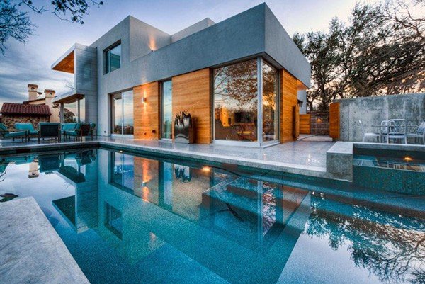 منزل شمسي غير فعال في تكساس - تصميم منزل حديث - حمام سباحة