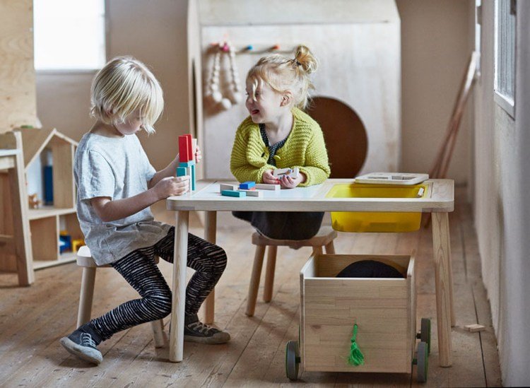 أثاث أطفال ايكيا - خشب - مجموعة جديدة - طاولة أطفال - عربة أطفال - ملعب خشبي