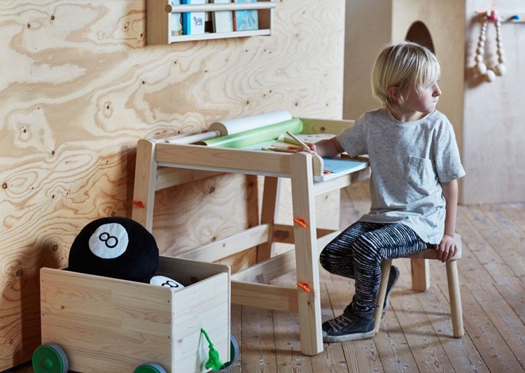 أثاث الأطفال من ايكيا - خشب - مجموعة جديدة - طاولة أطفال - صناديق - مساحة تخزين