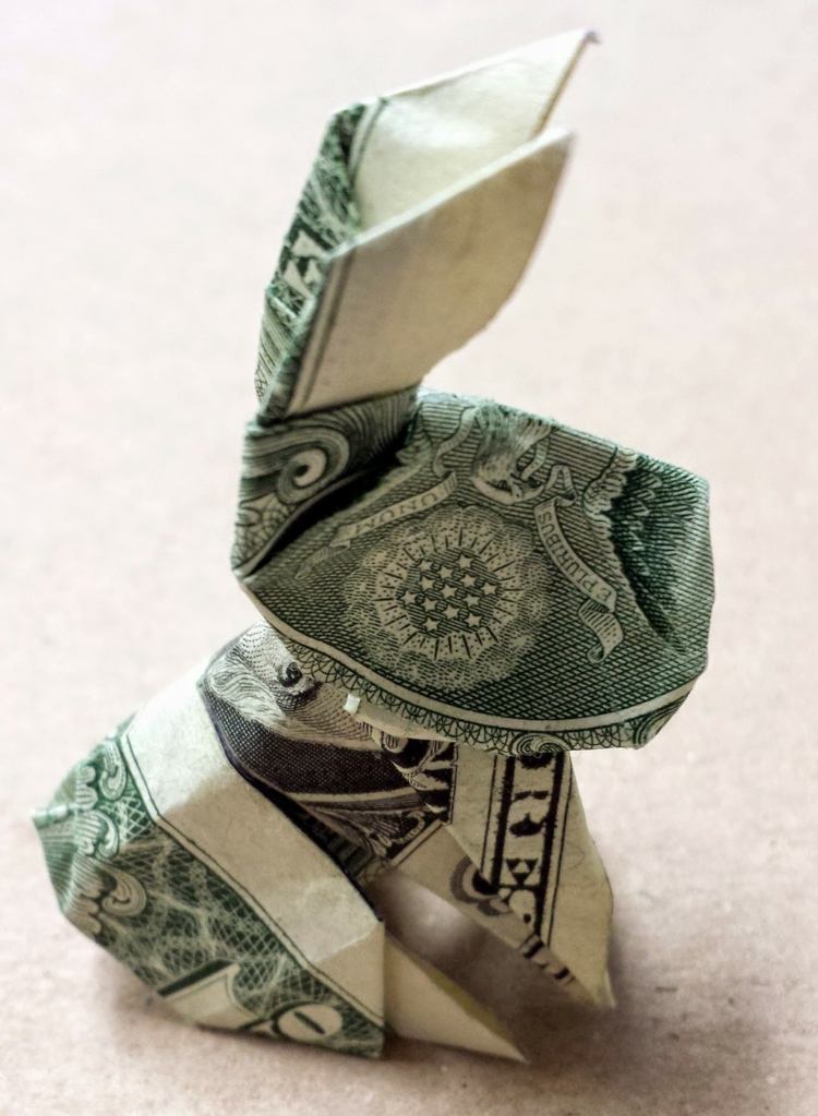 أرنبة اوريغامي المال هدية التفاف فكرة الدولار