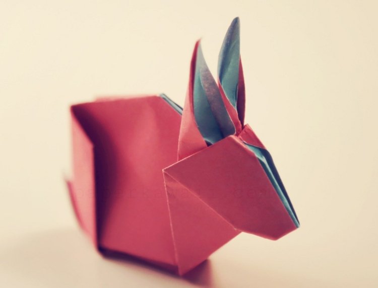 أرنب اوريغامي ورقة الوردي الأزرق سهلة صياغة فكرة