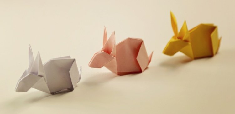 مجموعة أرنب اوريغامي أصفر وردي رمادي فكرة لعب الأطفال الشخصيات