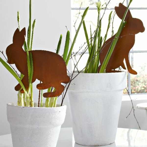 أفكار عيد الفصح الأرنب الشكل وعاء النبات تزيين الربيع