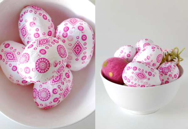 بيضة عيد الفصح تصميم فكرة تقنية منديل نمط الوردي