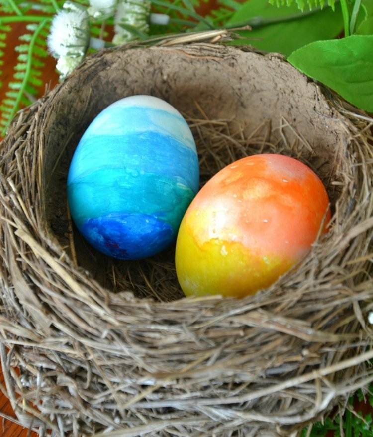 بيض عيد الفصح ، ألوان مائية ، رسم ، تأثير ، ألوان مائية ، برتقالية ، زرقاء ، ظلال