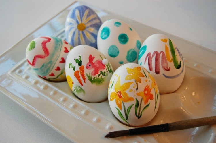 عيد الفصح-بيض-ألوان مائية-رسم-أفكار-أطفال-تصميم