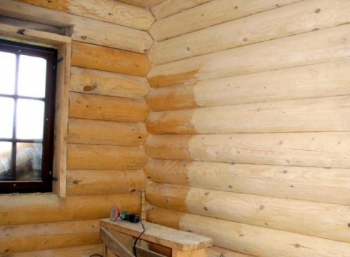 Τελειώνοντας ένα ξύλινο σπίτι - λείανση κορμών