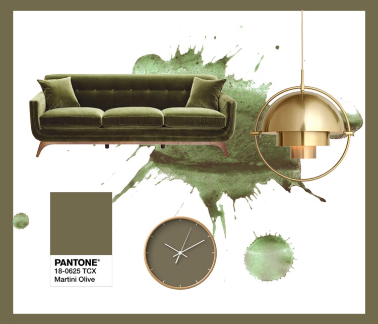 ألوان بانتون الزيتون الأخضر الذهب أريكة ساعة الحائط