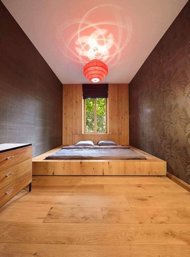 أثاث غرفة النوم سرير خشبي على الطراز الياباني