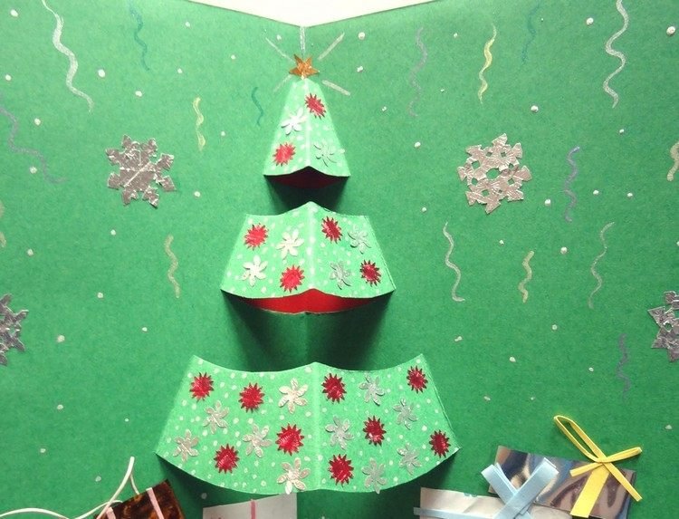 تصميم ذاتي-بطاقات-عيد الميلاد-المنبثقة-شجرة-عيد الميلاد-الأطفال-العبث