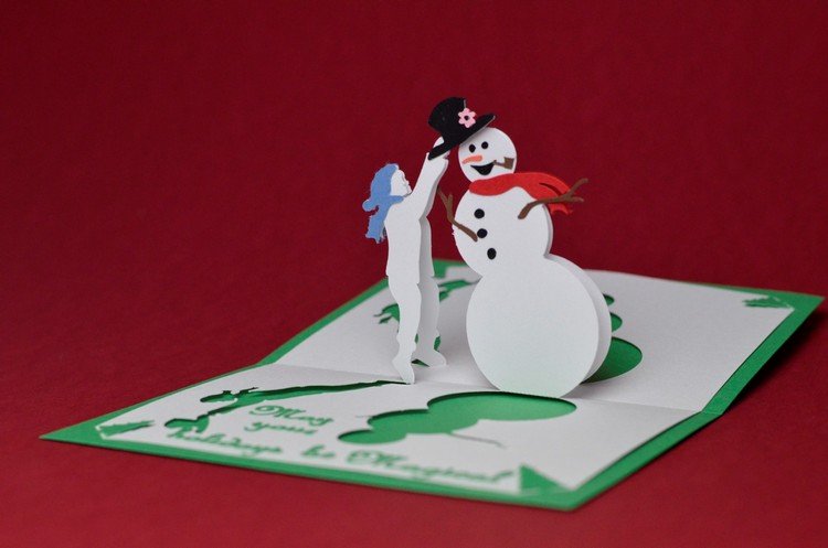 بطاقات عيد الميلاد تصميم المنبثقة لعبة طفل ثلج