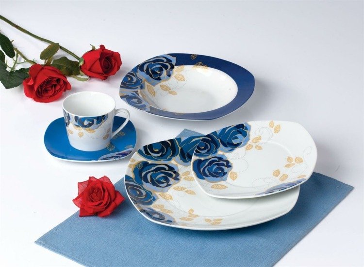 قصة أدوات المائدة الخزف الأزرق نمط الزهور