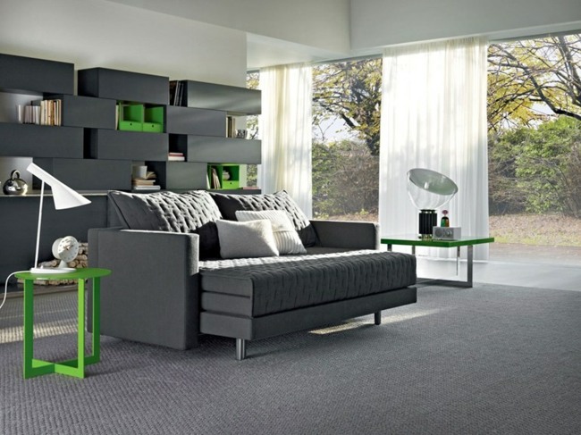 أريكة قابلة للطي تصميم رفوف الحائط الأخضر أريكة سرير