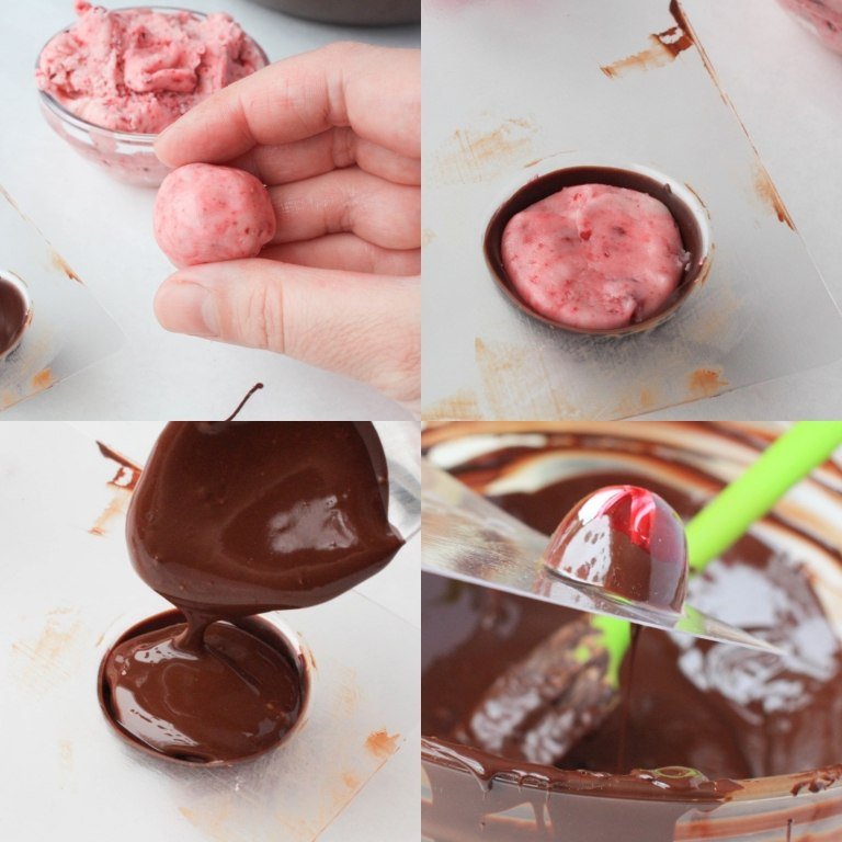 حشوة حلوى البرالين بالشوكولاتة مع وصفة توت العليق