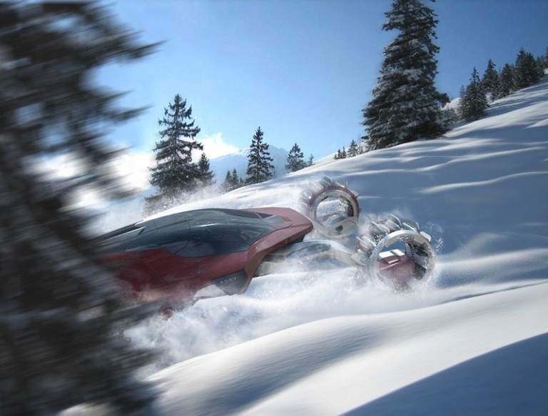 RDSV-snowmobile-fast-للغاية-الثلج-الطقس-الجبال