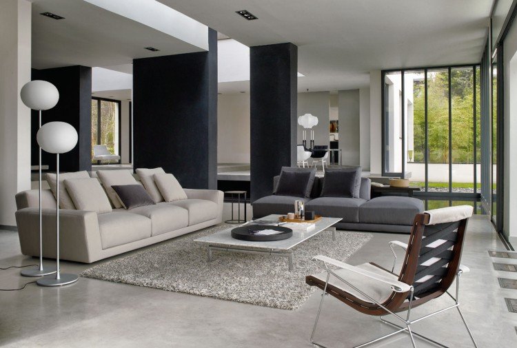 lounger غرفة جلوس حديثة وبسيطة كرسي نسيج جلد bb italia