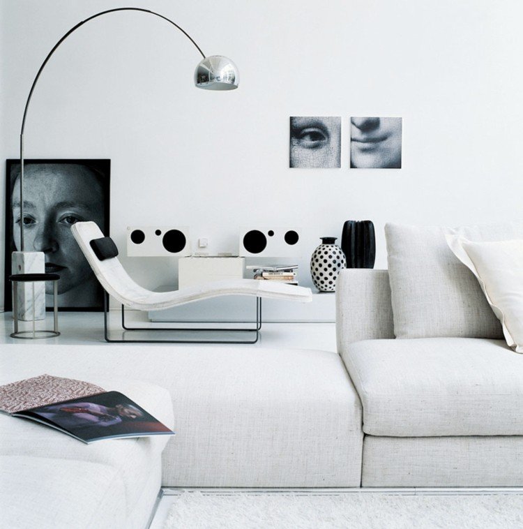 المتسكع في غرفة المعيشة أفكار الأثاث الأبيض الحديث أريكة أحادية اللون وحدات bb italy