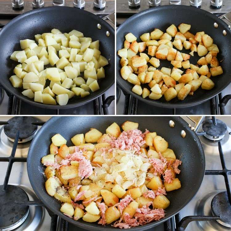 البطاطس المطبوخة تستخدم بقايا وصفة المطبخ