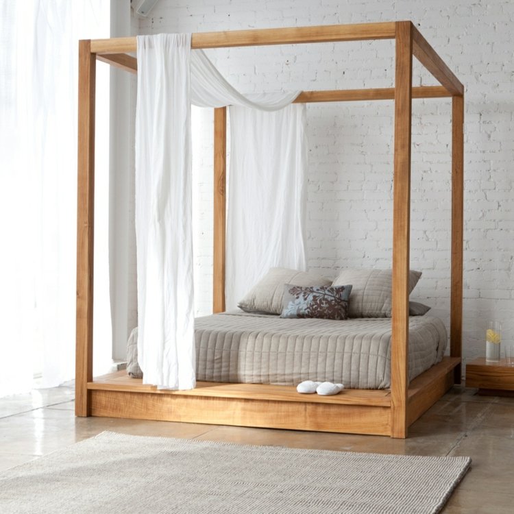 غرفة نوم رومانسية - سرير حديث - فكرة - جدار - سرير مظلة