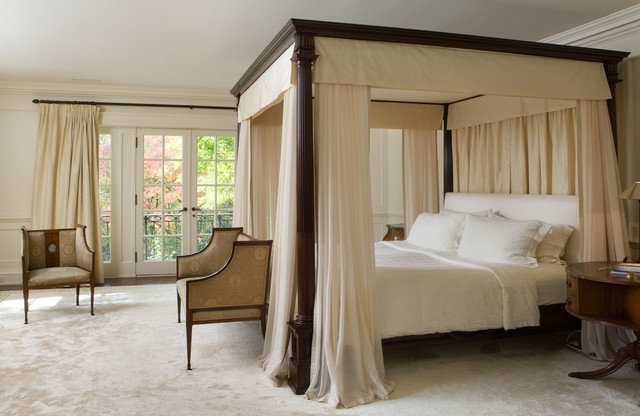غرفة نوم تقليدية من الخشب الصلب السماء الجرس المظلة الأثاث الكلاسيكي