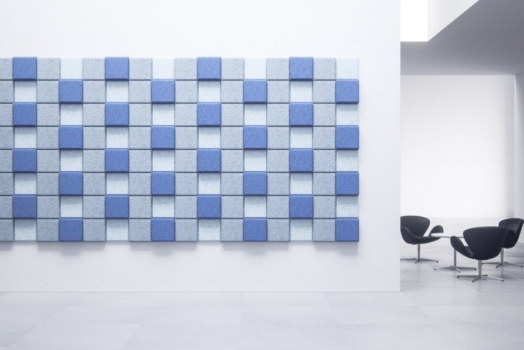 ممتص صوتيات للغرفة - جدار - حديث - مربع - أزرق - لون - فارق بسيط