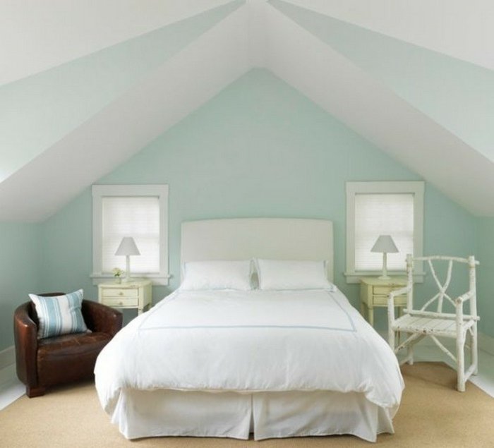 غرفة نوم رومانسية تصميم كرسي بذراعين جلد النعناع الأبيض