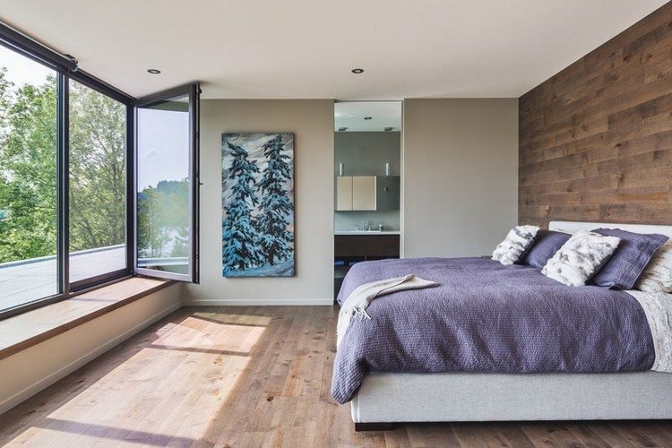 غرفة نوم - تصميم - خشب - حائط - ارضيات - حمام خاص