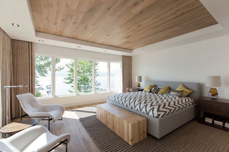 غرف نوم-تصميم-خشب-سقف-أثاث-داخلي-أفكار