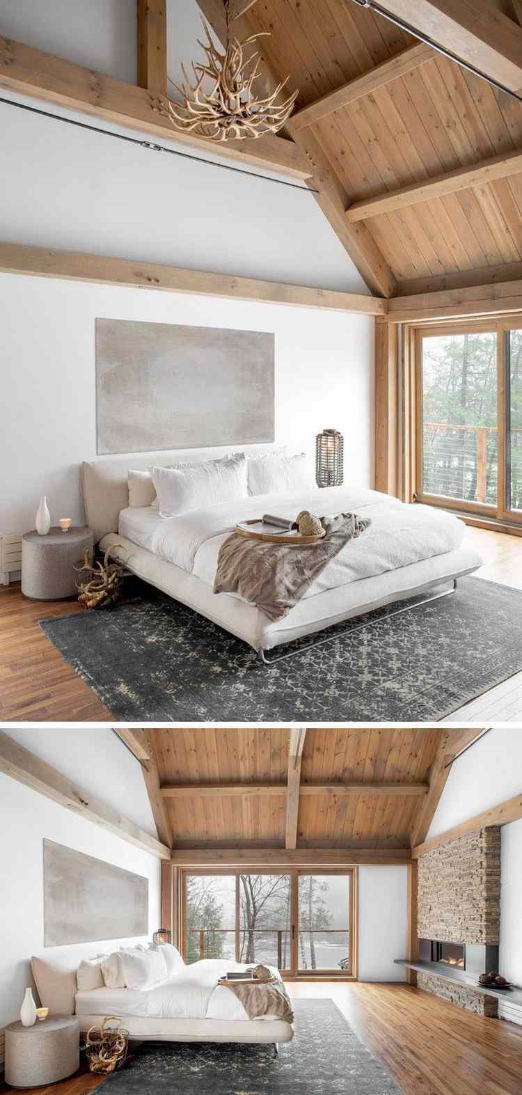 أفكار أثاث غرف نوم - تصميم - خشب - سقف مائل