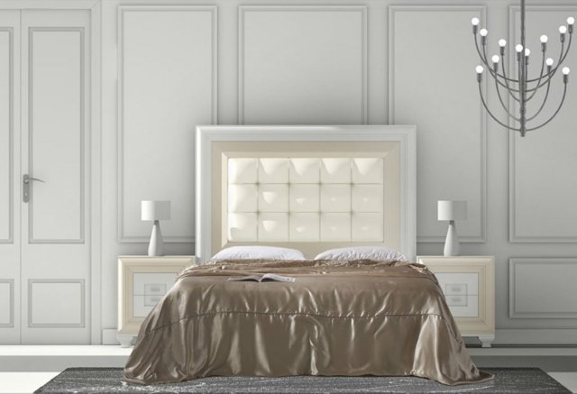 سرير جلدي بتصميم اللوح الأمامي لطاولتين جانبيتين