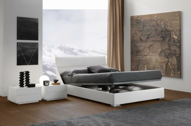 أفكار لغرف النوم 2015 ، صندوق تخزين السرير السرير ، طاولات السرير البيضاء