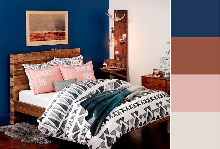 اجمع بين نظام الألوان البحرية لألوان جدران غرفة النوم والأثاث