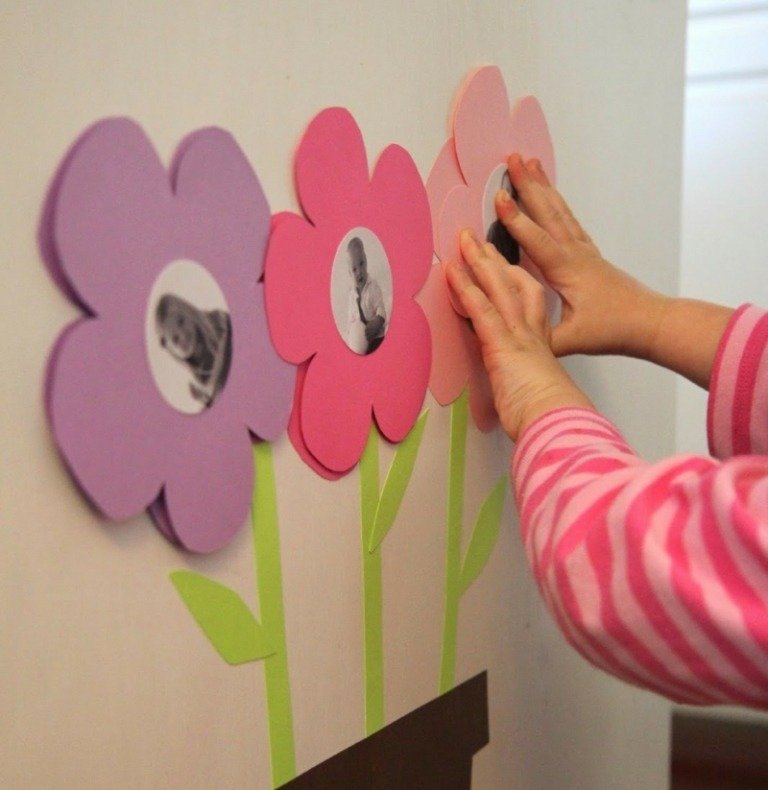 العبث مع فكرة إطار الصورة الأطفال الزهور ورقة تصميم الجدار