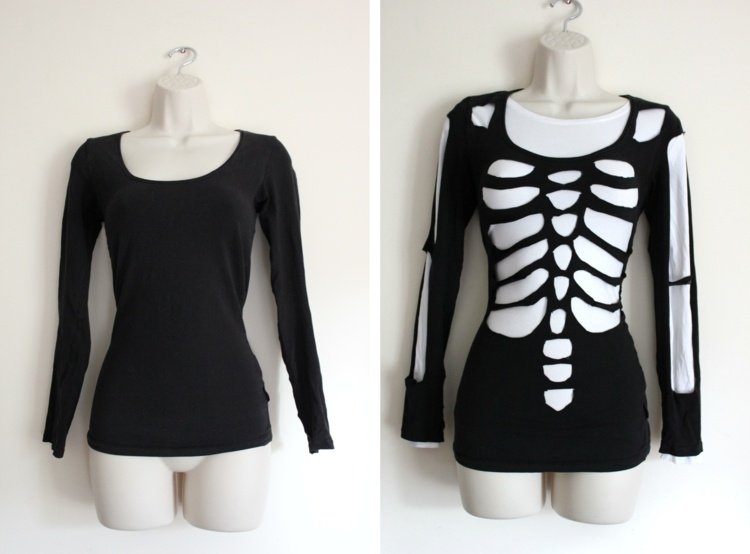اصنع أزياء الهالوين بنفسك قميصًا سهل التركيب بهيكلًا أسود وأبيض