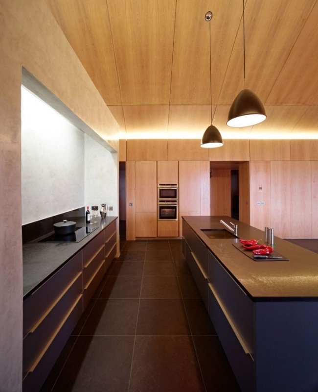 تلبيسة خشبية للمطبخ منزل خشبي تصميم سقف لوفت جزيرة مطبخ