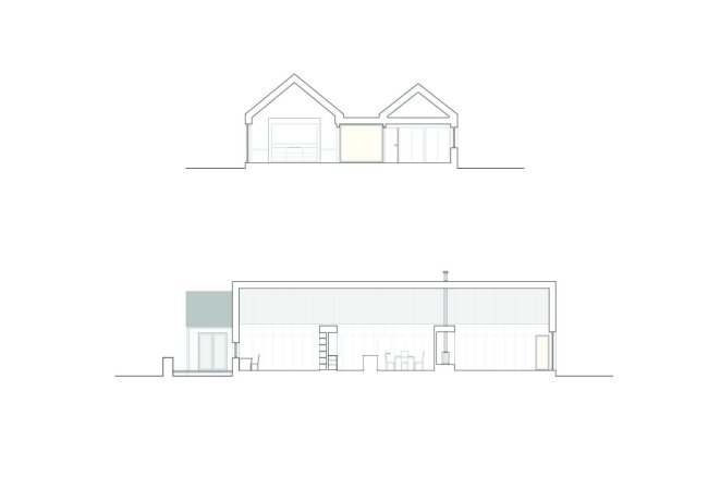 مخطط منزل سقف الجملون منظر جانبي - borreraig house-dualchas architects