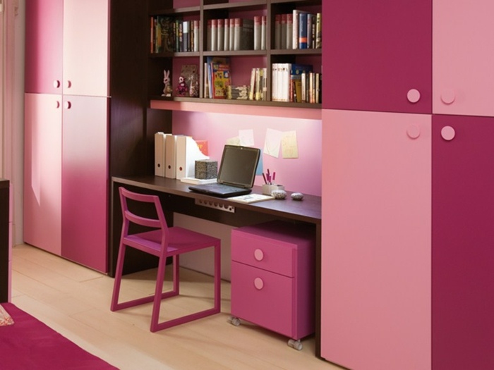مكتب اطفال افكار تأثيث غرفة بنات لون وردي