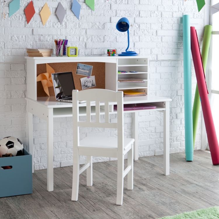 كرسي مكتب - اطفال - ابيض - خشب - مكتب